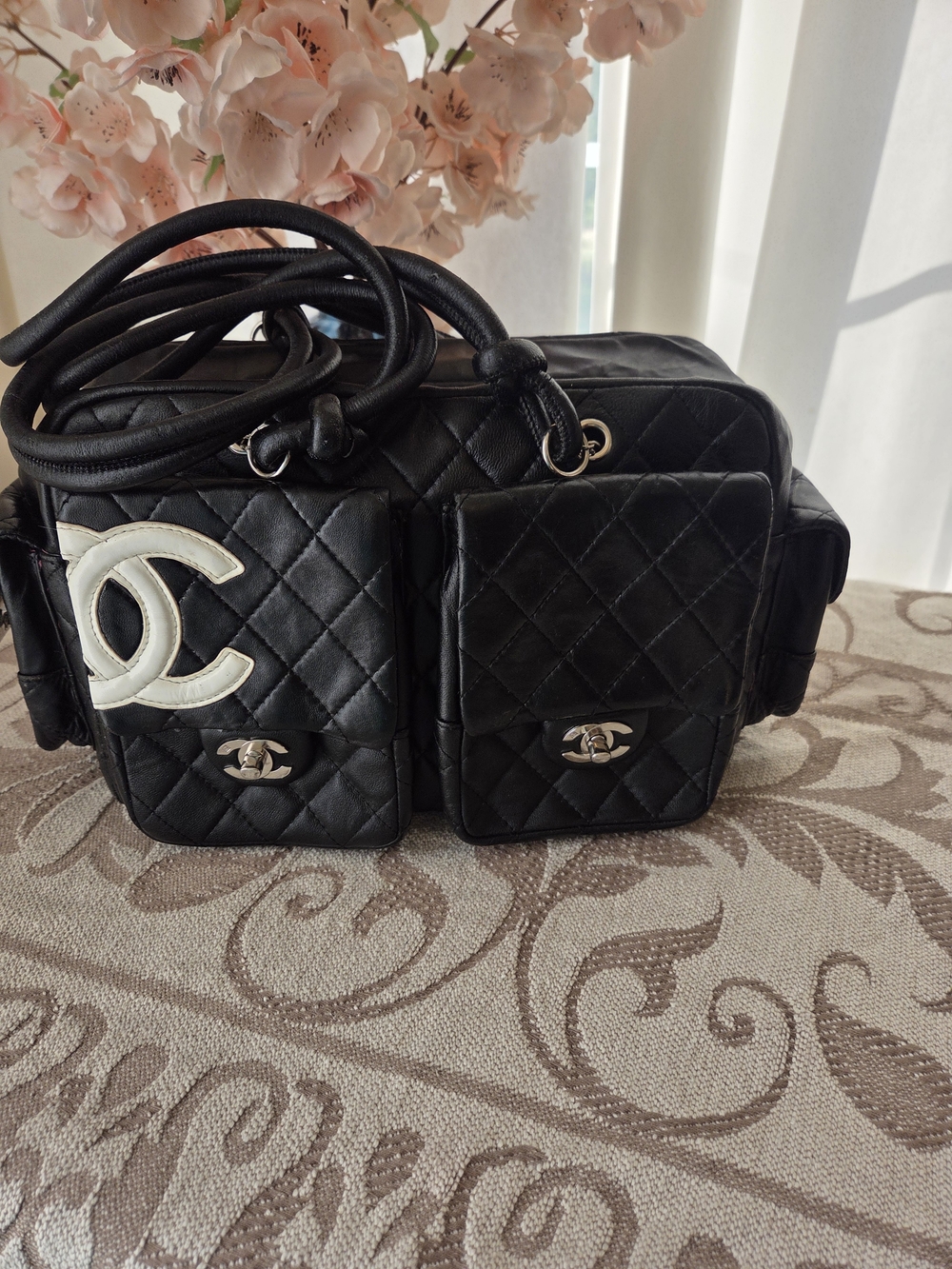 Chanel Black Quilted Leather Crossbody Bag Multi Pocket